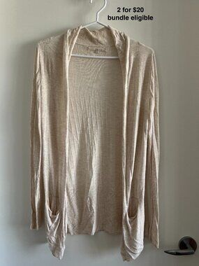 Monk & Lou Open Front Cardigan Rayon with Pockets in Oatmeal Sand